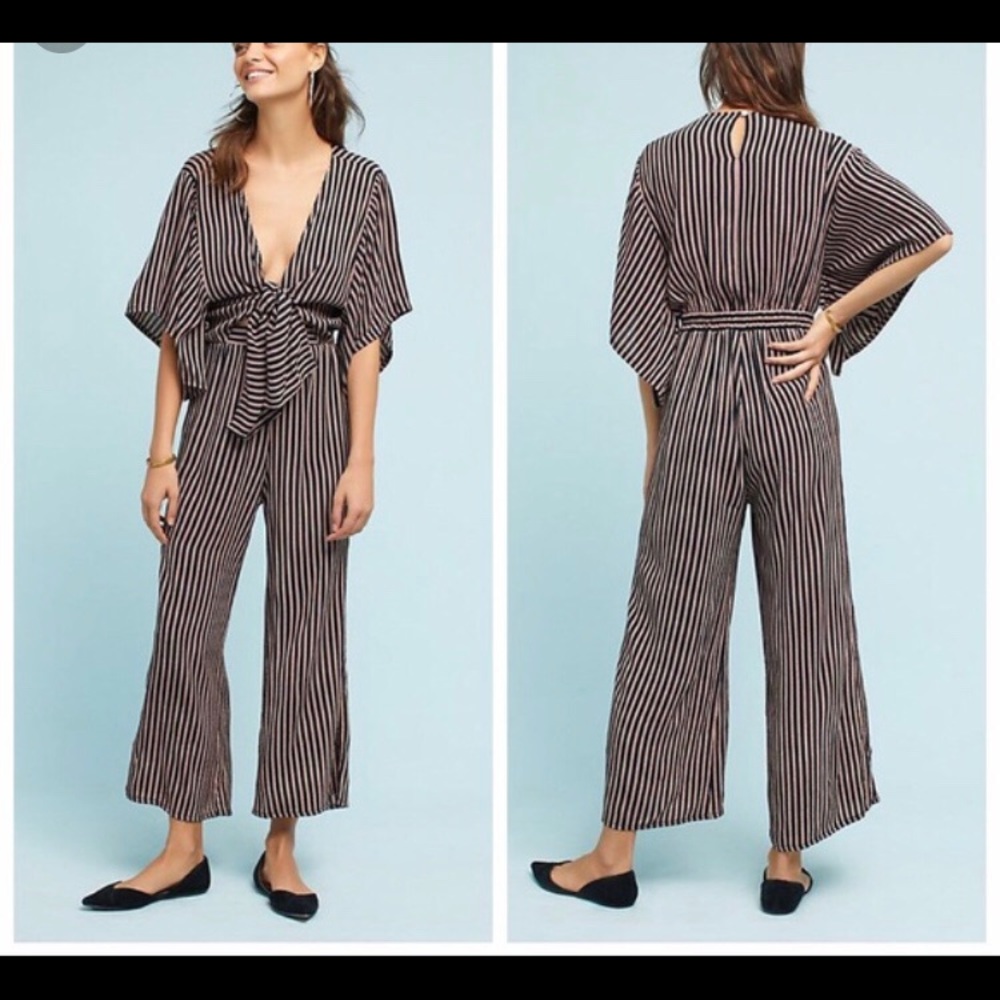 Faithfull tie front striped jumpsuit
